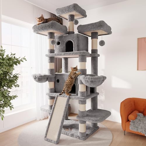 81 Inches Extra Large Cat Tree for Indoor Adult Cats (81in / Grey)