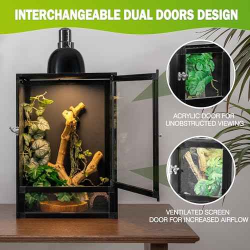 12"x12"x18" Reptile Terrarium (12x12x18 inch-two doors / Black)