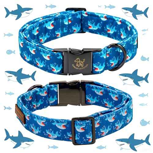 Dog Collar Shark Print Pet Collar with Bow Boy Small (Blue Shark / X-Small (Pack of 1))