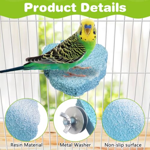 3PCS Bird Beak Grinding Stone Resin Bird Perch Stand Grinding Claw Birds Cage Perch Parrot Climbing Chewing Toys Parakeet Cage Accessories for Budgies Cockatiels Conures