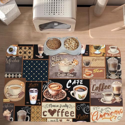 Boho Coffee Dog Food Mat Waterproof Pet Cat Placemat (Boho Coffee / 30x45cm)