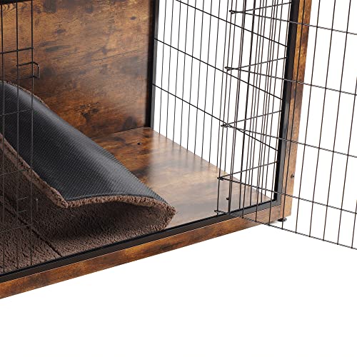 43.3" XXL Dog Crate Furniture with Cushion (Rustic Brown / 43.3"L x 29.1"W x 31.7"H)