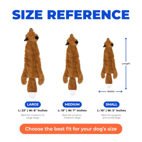 2-in-1 Stuffless Squeaky Dog Toy - Fox, Medium (Brown/Fox / Medium)