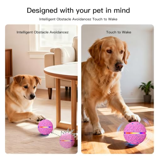 Interactive Smart Moving Dog Ball Toy (Pink / Medium)