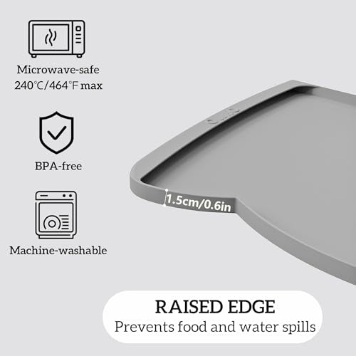 Large Dog Food Mat (24"L x 15"W / Ash Light Grey)