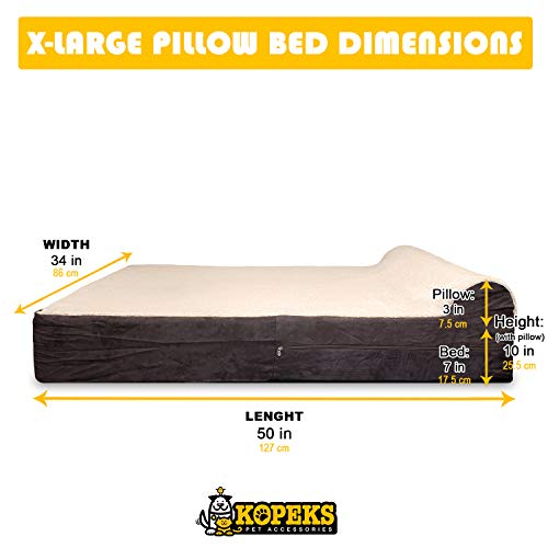 Jumbo Orthopedic Dog Bed (Brown-Plush Top / XL - 50"x34"x10")