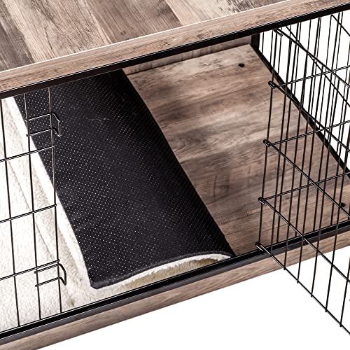 43.3" XXL Dog Crate Furniture with Cushion (Greige / 43.3"L x 29.1"W x 31.7"H)