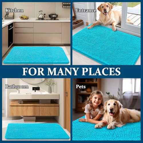 Dog Door Mat for Muddy Paws 47x32 (Aqua Blue / 47" X 32")