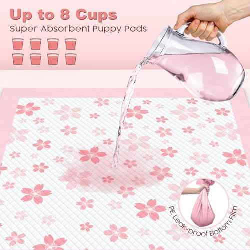 Pink Puppy Pads with Adhesive Tabs Disposable Pee Pads 28x34in 30Ct (28x34in | 30Ct-Pink)