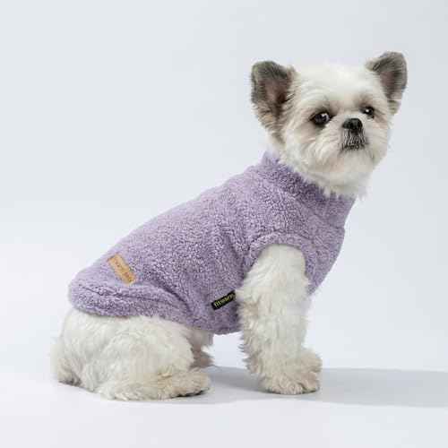 2 Pack Striped Fleece Dog Sweater (Medium / Pink-Lavender)