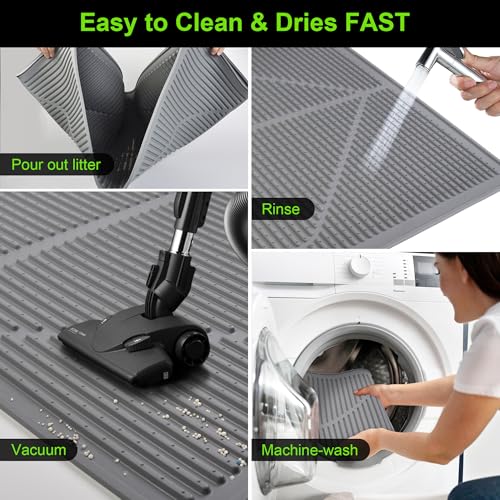 Rubber Large Cat Litter Mat (Grey)