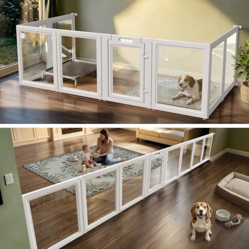 AuraSpace Acrylic Dog Playpen with Fence (White / 35"H)