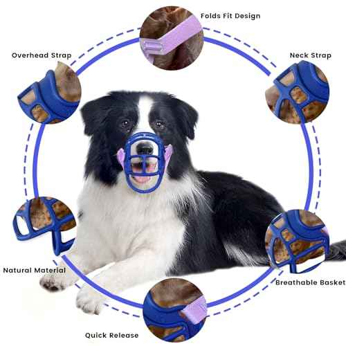 Dog Muzzle Basket Muzzle for Small Medium Large Dogs (Blue / Size 5)
