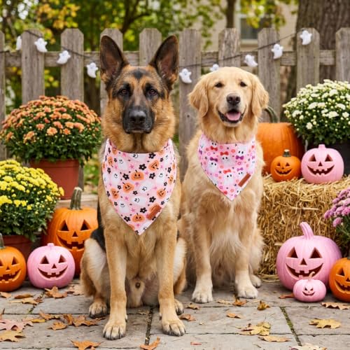 Pink Halloween Dog Bandanas (X-Large / Halloween-4)