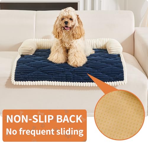 Dog Couch Bed for Large Dogs (Navy Blue / Large(39.37"L X 33.46"W X 6.3"Th))