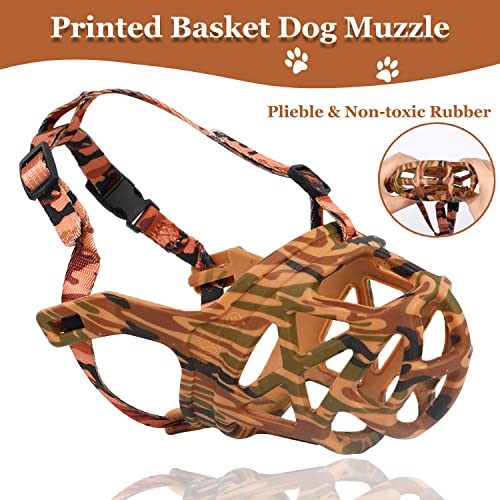 Dog Muzzle Printed Basket Muzzle for Small Medium Large Dogs Dachshund (X-Small / Camouflage)