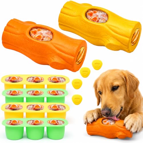 2 Pack Dog Toys for Aggressive Chewers Yellow & Orange (Yellow & Orange)