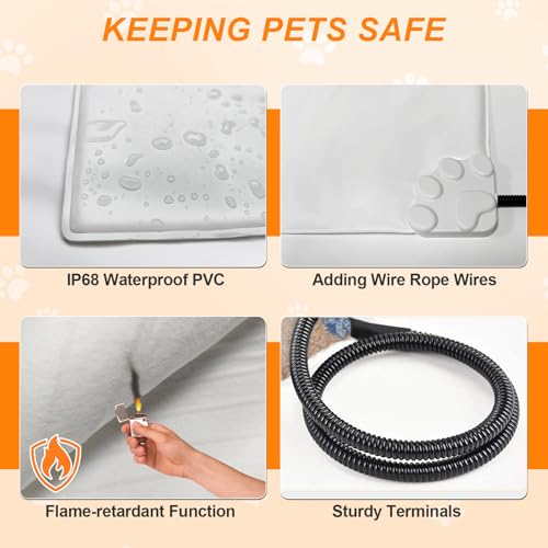 Large Dog Heating Pad 36x24 in with Normally Open Function (Yellow / 36 x 24 in)