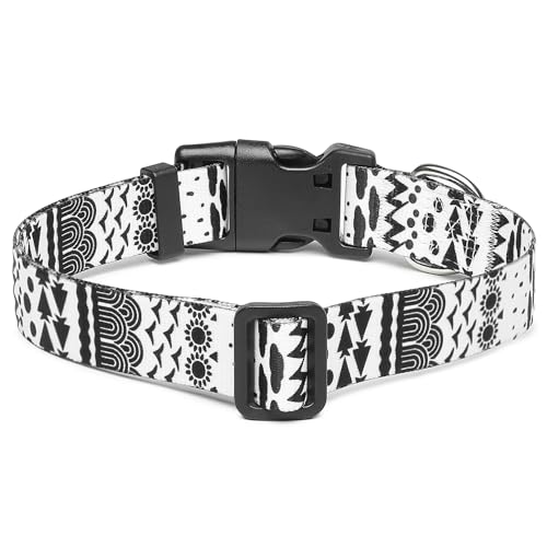Adjustable Dog Collar (Medium / Black White B)