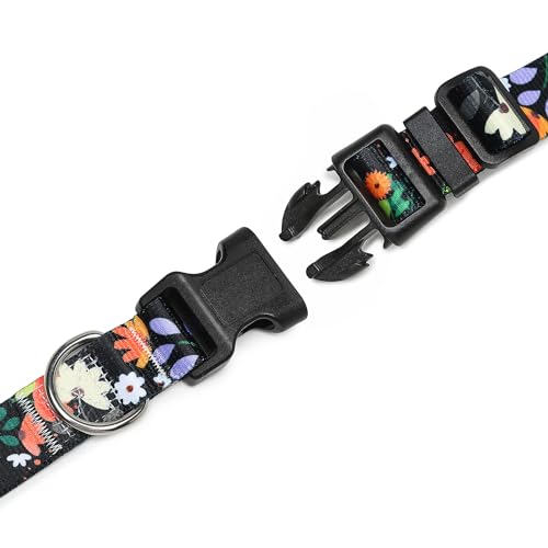 Adjustable Dog Collar (Large / Floral Orange)