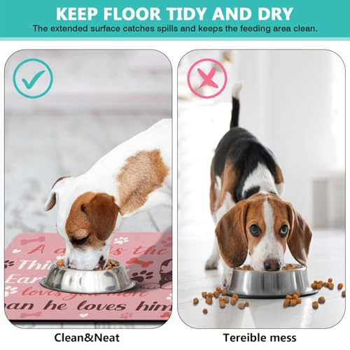 Pet Feeding Mat for Floors Waterproof Dog Mat for Food and Water Absorbent Quick Dry Non Slip mat for Cat Bowls (30"L x 17"W / Pink)