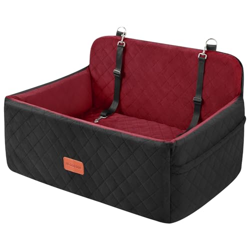 Dog Car Seat for Medium Large Dogs Under 55 lbs (Blcak/red)