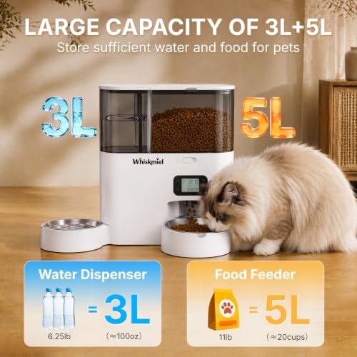 5L Automatic Cat Feeder & 3L Water Dispenser (White)