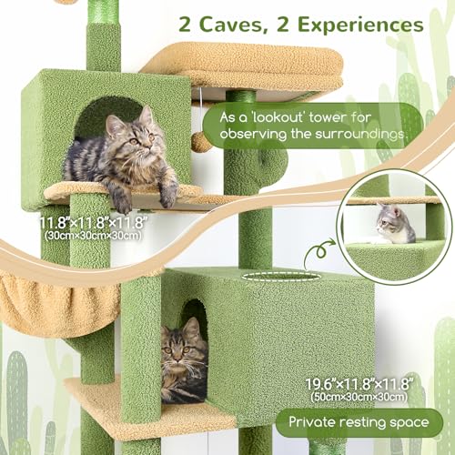 Extra Tall Cat Tree Tower for Indoor Cats (Cactus / 76 inch)