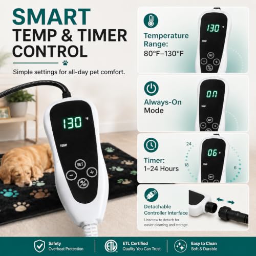 Extra Large Dog Heating Pad 47x30 UL Dual Security Certification (Black / 47 x 30 in)