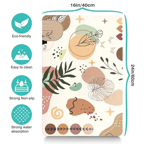 Pet Feeding Mat for Floors Waterproof Dog Mat for Food and Water Absorbent Quick Dry Non Slip mat for Cat Bowls (24"L x 16"W / Boho)