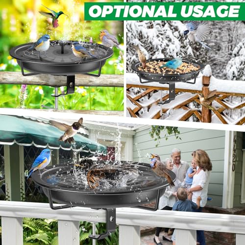 Deck Mounted Bird Bath for Outside (Black)