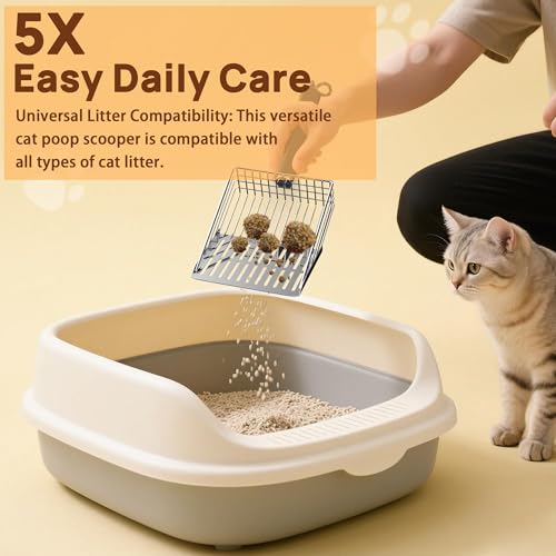 Heavy Duty Stainless Steel Cat Litter Scoop with Holder