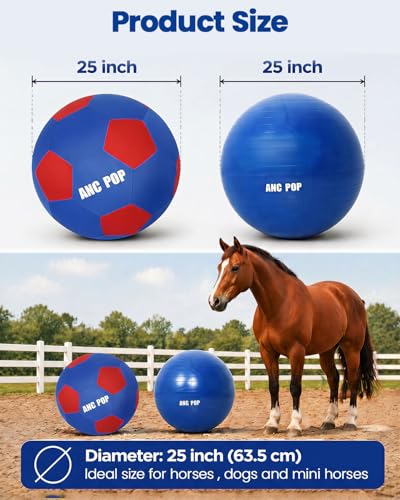 Herding Ball for Dogs Horse Ball & Cover 25" for Horses Large with Hand Pump for Play (Blue and Red / 25 inches)
