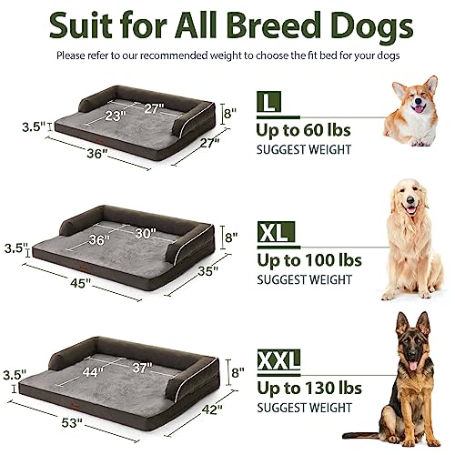 Orthopedic Washable Dog Bed for Large Dogs (Dark Green / 36.0"L x 27.0"W x 7.0"Th)