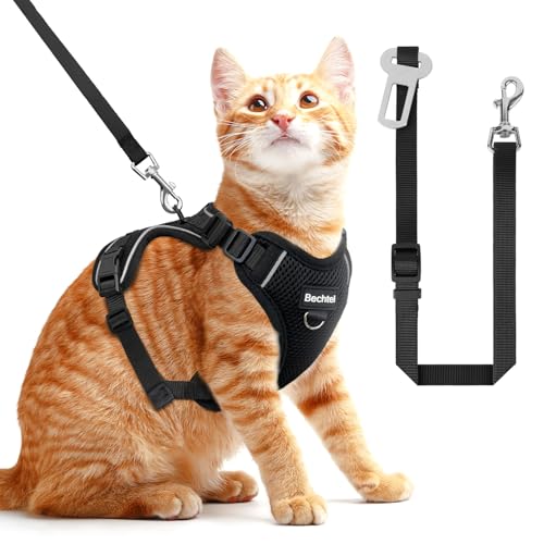 Cat Harness Cat Harness and Leash for Walking (Black / Small (7-12lb))