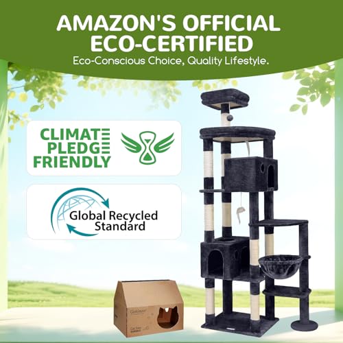 Giant Cat Tree for Indoor Large Cats (83inch / Dark Grey)