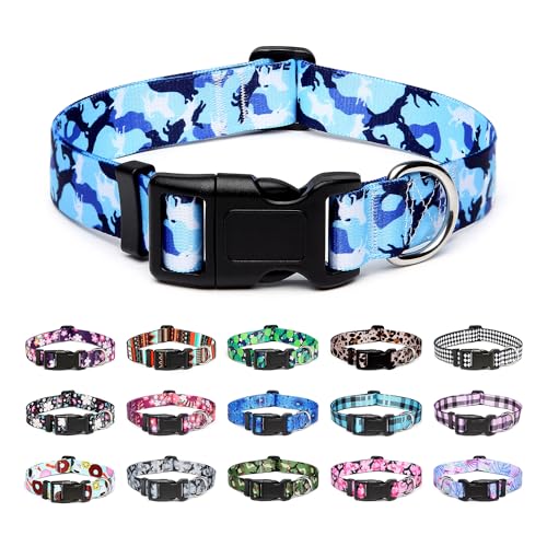 Adjustable Dog Collar (Small / Dog Camouflage Blue)