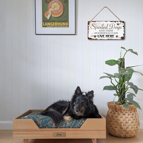 Dog Signs For Home Decor Gifts For Dogs Owners Bedroom Decor Wood Family Decoration Room All You Need Is Love And A Dog Spoiled Dogs And Their Household Staff Live Here Signs 12x6 In (009)