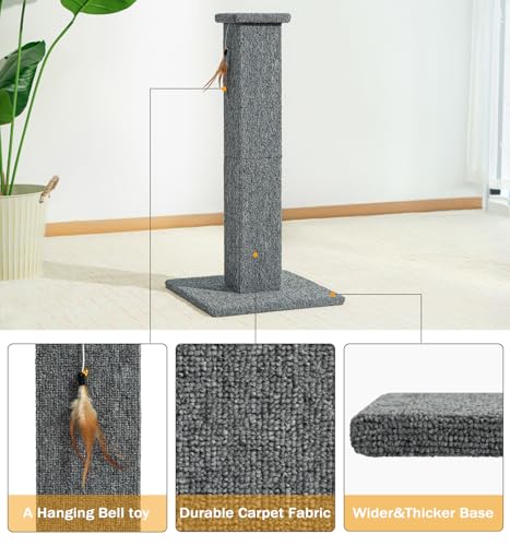 Made4Pets Cat Scratching Post for Indoor Cats (Grey-Carpet)