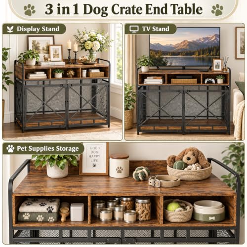 Dog Crate Furniture (48"L x 27.6"W x 38"H / Rustic Brown)