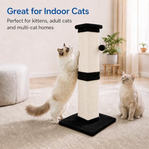 Vertical Cat Scratching Post for Indoor Cats (Black White)