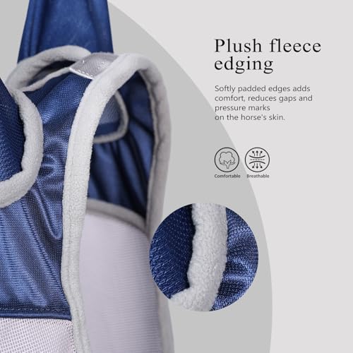 Half Face Horse Fly Mask UV Protection and Breathable for Equine Use Comfortable Navy XL (navy / X-Large (Warmblood))