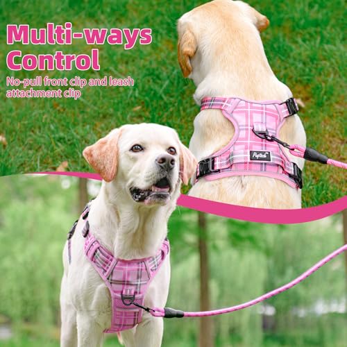 No Pull Dog Harness Medium Sized (Pink Plaid / Medium)