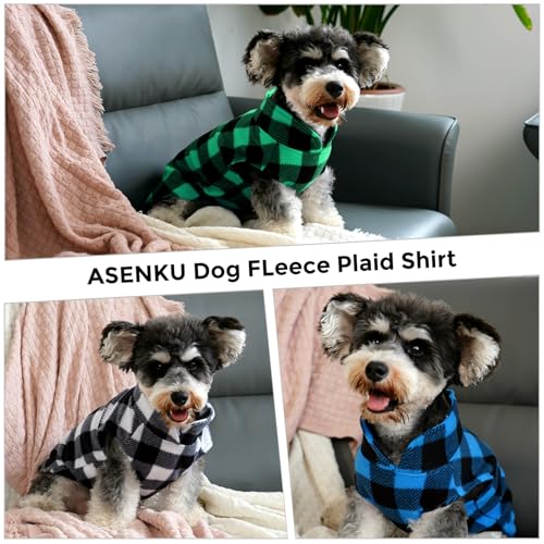3 Pack Dog Sweater Plaid Fleece Vest Puppy Shirt for Small Dogs (X-Small / Black & Green & Blue)