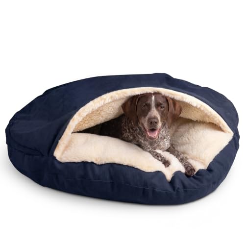 Cozy Cave Dog Bed (45.0"L x 45.0"W x 8.0"Th / Navy)