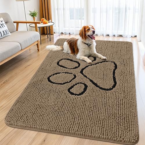 Dog Door Mat for Muddy Paws (59"X32" / Camel and Black)