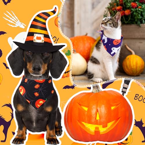 50 Pcs Halloween Dog Bandanas Bulk (Halloween / 25.6 x 17.7 x 17.7")