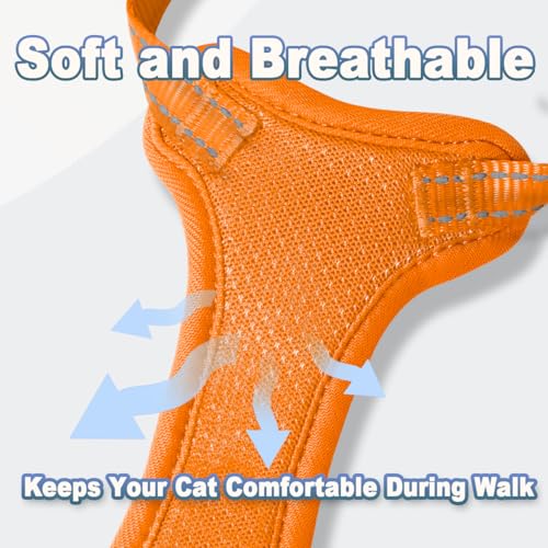 Cat Harness and Leash Set Escape Proof for Kitten Walking (XX-Small / Orange)