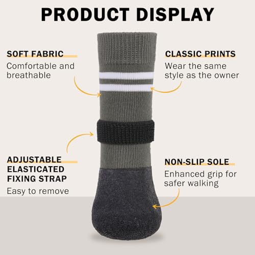 Anti Slip Dog Boots & Paw Protectors for Hardwood Floor (Grey / Large(Paw width 2.16in/5.5cm))