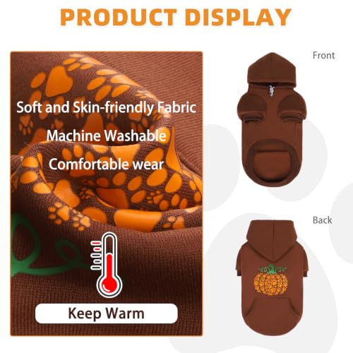 Fall Dog Clothes Thanksgiving Pet Hoodie Sweater for Large Dogs (Brown / Medium)